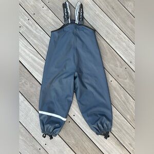 Polarn O. Pyret waterproof rain pants, fleece lined with suspenders